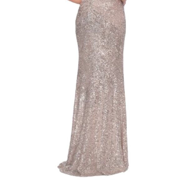 NWT La Femme 29831SC Sequined Prom Dress Silver Size 10 - Picture 4 of 8
